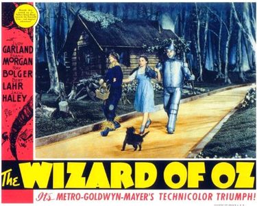 Judy Garland, Ray Bolger, Jack Haley, and Terry in The Wizard of Oz (1939)