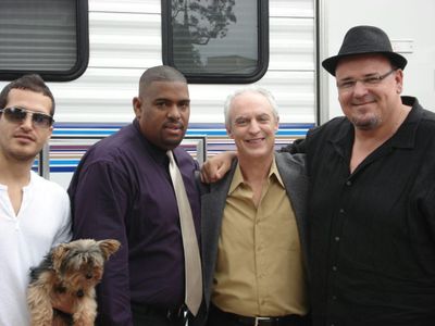 Charles Dirden, III with actors Al Galvez, Jim Dowd, and Stephen Marcus on the set of Getting Back to Zero.