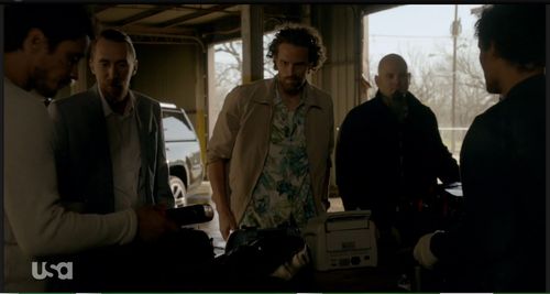 Stephen Monroe Taylor, Travis Johns, Juan Felipe Barrientos, Peter Gadiot, and Mike Lobo Daniel in Queen of the South (2