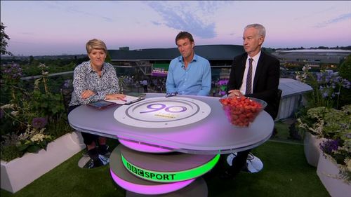 Clare Balding, Pat Cash, and John McEnroe in Today at Wimbledon (1964)