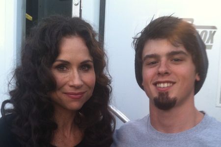 Austin with Minnie Driver on the set of About a Boy