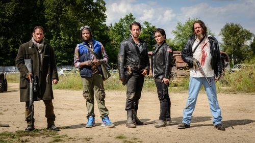 John Patrick Hayden, Kevin Interdonato, Jimmy Doom, Michael Dault, and Otis Bassett in Land of the Outlaws (2018)