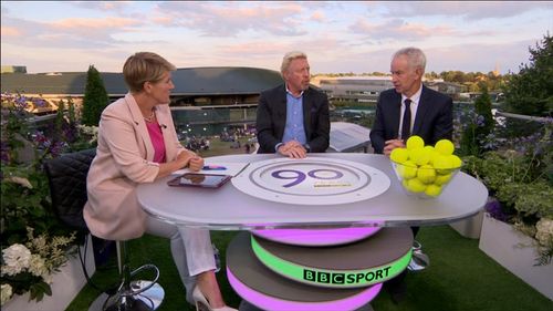 Boris Becker, Clare Balding, and John McEnroe in Today at Wimbledon (1964)