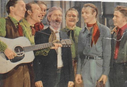 Roy Rogers, Johnny Bond, Scotty Harrel, George 'Gabby' Hayes, Cactus Mack, Dick Reinhart, Jimmy Wakely, and Jimmy Wakely