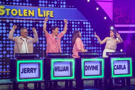 Jerry Lopez Sineneng, William Lorenzo, Carla Abellana, and Divine Aucina in Family Feud Philippines (2022)