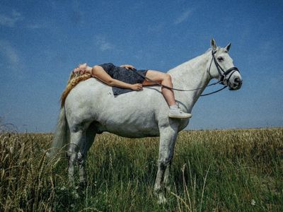 Carrie Munro riding her horse Olaf.