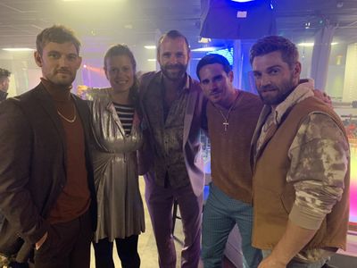 Marianna Palka, Mike Vogel, Alex Pettyfer, Nick Rhys, and Zach Scheerer in Collection (2021)