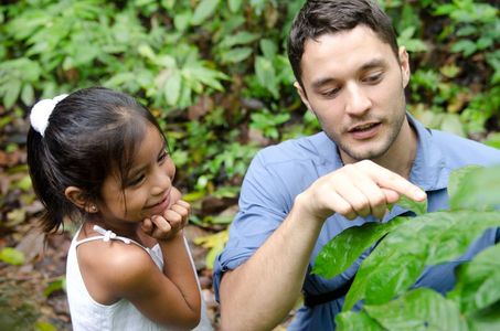 Phil teaching about the rainforest for interactive educational video series.