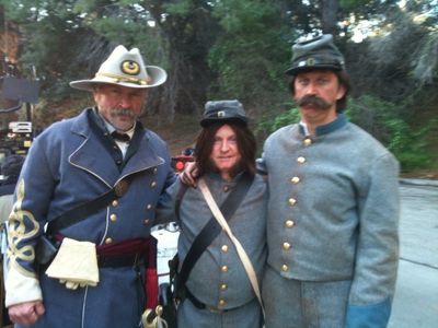 On the set of Desperate Housewives playing the role of a Civil War reenacter.