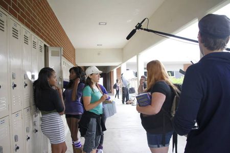 Set of BULLIED with Director/Producer April Heather, Jessica Boss, Kate Brochu