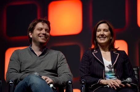 Kathleen Kennedy and Gareth Edwards at an event for Rogue One: A Star Wars Story (2016)