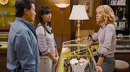 BRIDESMAIDS - Tom Yi, Elaine Kao and Kristin Wiig.