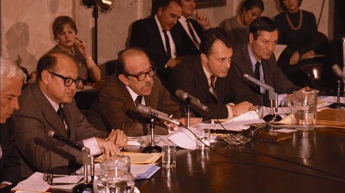 Roger Corman, William Bowers, Peter Donat, and Phil Feldman in The Godfather Part II (1974)