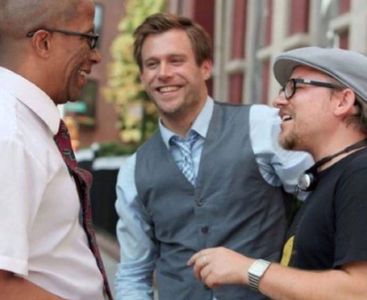 Actors Reg E Cathey and Ken Duken with writer-producer Chris Silber on location for 