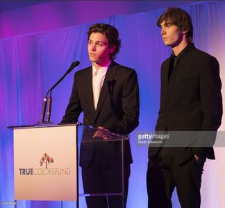 Tyler and James Paxton presenting an award at Cyndi Lauper's Damn Gala.