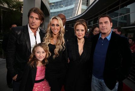 John Travolta, Kelly Preston, Billy Ray Cyrus, Tish Cyrus, and Noah Cyrus