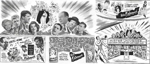 Jack Carson, Robert Alda, Vince Edwards, Dennis James, Bert Lahr, Joyce Mathews, Janis Paige, and Maxie Rosenbloom in Mi