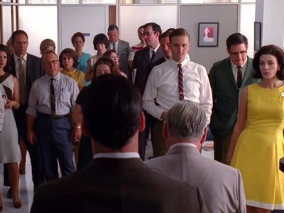 Jon Hamm, Robert Morse, Jessica Paré, Rich Sommer, and Aaron Staton in Mad Men (2007)