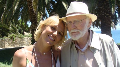 Biff McGuire and Lara Romanoff on the set of Hollywood Seagull in Malibu.