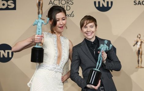 With Kimiko Glenn, 2016 SAG Awards