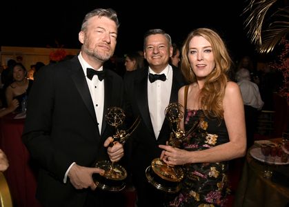 Charlie Brooker, Ted Sarandos, and Annabel Jones at an event for The 71st Primetime Emmy Awards (2019)