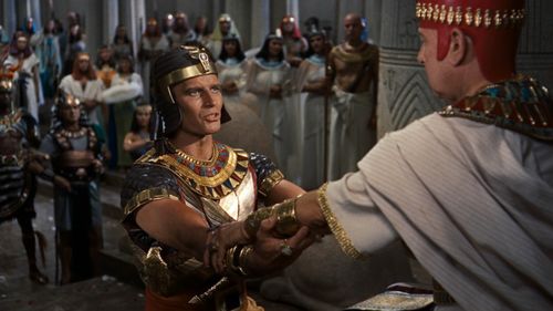 Charlton Heston and Cedric Hardwicke in The Ten Commandments (1956)