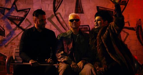 Richard Wagner, Malcolm McDowell, and Corey Feldman in Corbin Nash