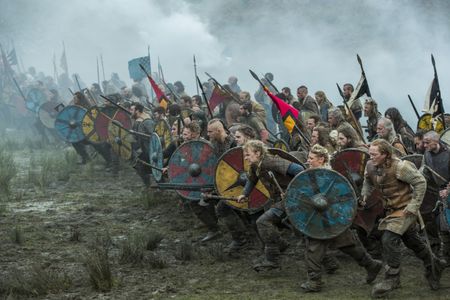 Jasper Pääkkönen, Lisa Duggan, Alexander Ludwig, Jordan Patrick Smith, Marco Ilsø, and Linnéa Lindström in Vikings (2013