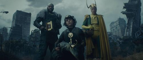 Richard E. Grant, Deobia Oparei, and Jack Veal in Loki: Journey Into Mystery (2021)