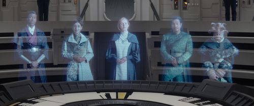 Jacqueline Antaramian, Maurice J. Irvin, Genevieve O'Reilly, Nelson Lee, and Erica Duke in Ahsoka (2023)