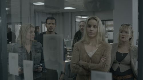 Kim Bodnia, Sofia Helin, Anette Lindbäck, Kristina Brändén Whitaker, and Said William Legue in The Bridge (2011)