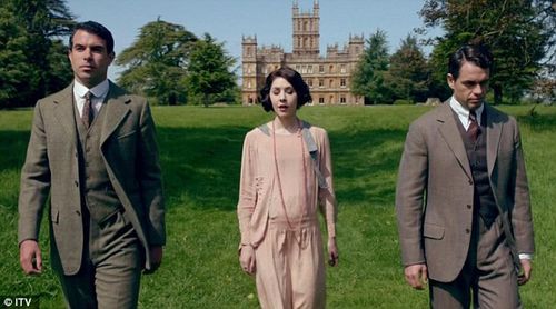 Catherine Steadman, Julian Ovenden and Tom Cullen in Downton Abbey Season 5