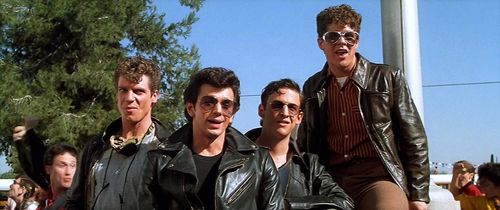 Christopher McDonald, Peter Frechette, Leif Green, and Adrian Zmed in Grease 2 (1982)