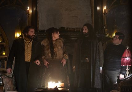 Kayvan Novak, Matt Berry, Harvey Guillén, and Natasia Demetriou in What We Do in the Shadows (2019)