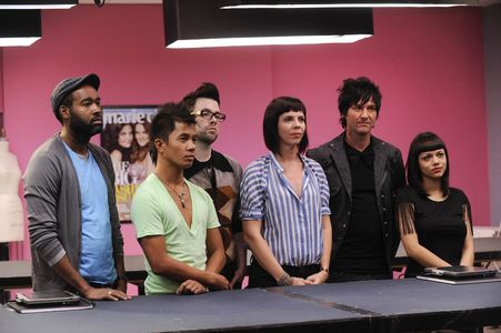 Mila Hermanovski, Maya Luz, Jonathan Peters, Emilio Sosa, Jay Nicolas Sario, and Seth Aaron Henderson in Project Runway 