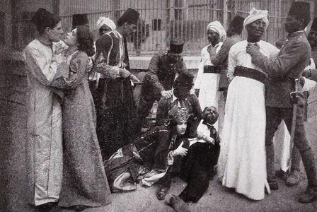 J.J. Clark, Gene Gauntier, Alice Hollister, and Robert G. Vignola in A Prisoner of the Harem (1912)