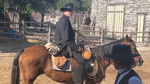 Derrick Redford as Wyatt Earp, Tom Zimbrod as Doc Holiday