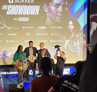 Ben Shalom, Claressa Shields, and Savannah Marshall in Sky Sports World Championship Boxing: Claressa Shields vs. Savann