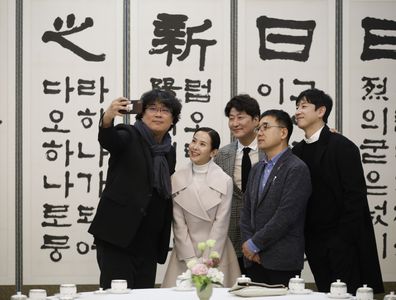 Bong Joon Ho, Song Kang-ho, Lee Sun-kyun, and Cho Yeo-jeong at an event for Parasite (2019)