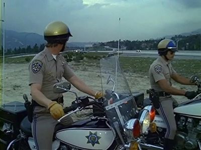 Erik Estrada and Larry Wilcox in CHiPs (1977)