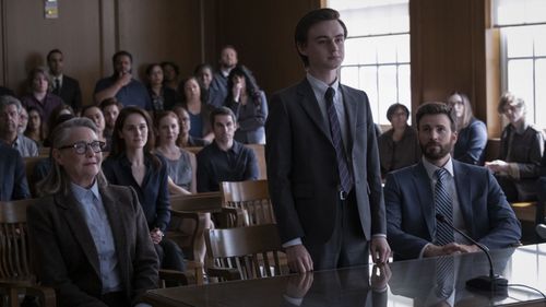 Chris Evans, Cherry Jones, Michelle Dockery, and Jaeden Martell in Defending Jacob (2020)