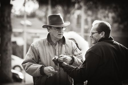 Discussing shot with cinematographer James Fortier