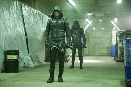 Michael Dorn, Stephen Amell, and Josh Segarra in Arrow (2012)