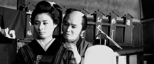 Masayo Banri and Michirô Minami in The Tale of Zatoichi (1962)