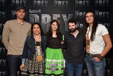 Dan Trachtenberg, Dane DiLiegro, Dakota Beavers, Amber Midthunder, and Jhane Myers at an event for Beyond (2016)