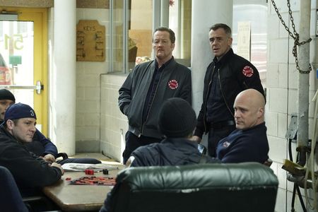 David Eigenberg, Randy Flagler, Christian Stolte, and Anthony Ferraris in Chicago Fire (2012)