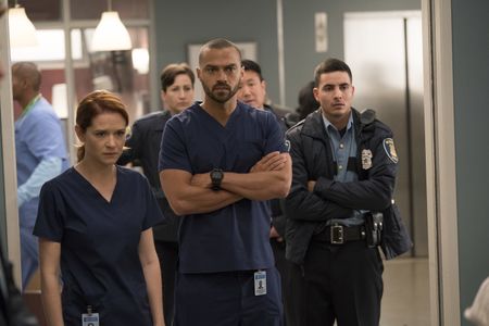 Sarah Drew, Jesse Williams, and Santiago Segura in Grey's Anatomy (2005)