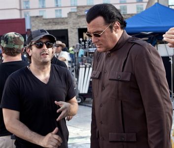 Aaron Kaufman and Steven Seagal on set of Machete Kills.