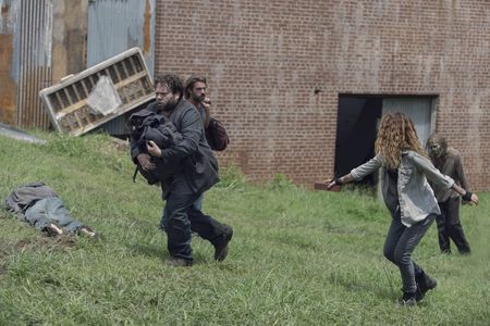 Dan Fogler, Matt Mangum, and Nadia Hilker in The Walking Dead (2010)