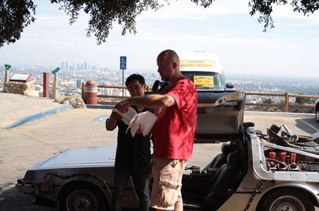 Host Grant Imahara with Director Jeremy Snead on location in Los Angeles.